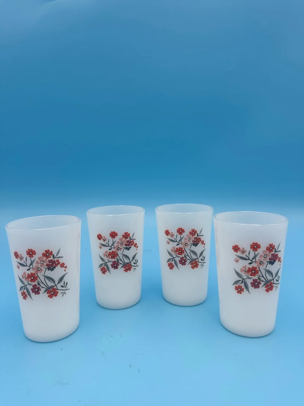 LOT OF 4 Vintage Fire King Primrose White JUICE Glasses Tumblers 3.75” Tall
